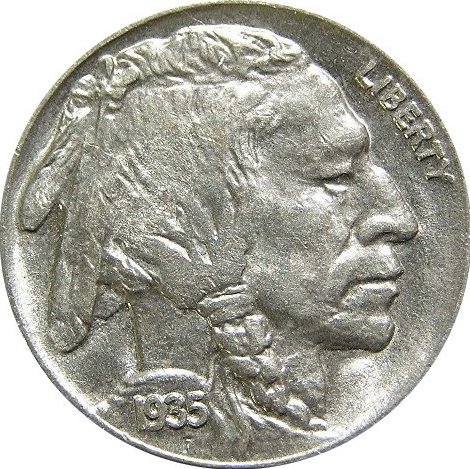 Buffalo nickel illustrating a popular early 20th-century U.S. five-cent design