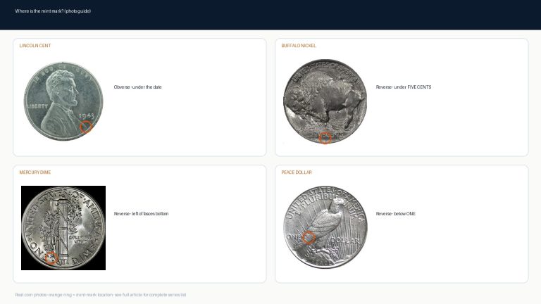 Lincoln under date; Buffalo under FIVE CENTS; Mercury by E in ONE and olive branch; Peace above eagle wing tip
