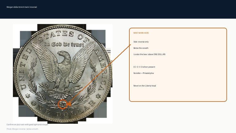 Morgan dollar: reverse below wreath bow above ONE DOLLAR