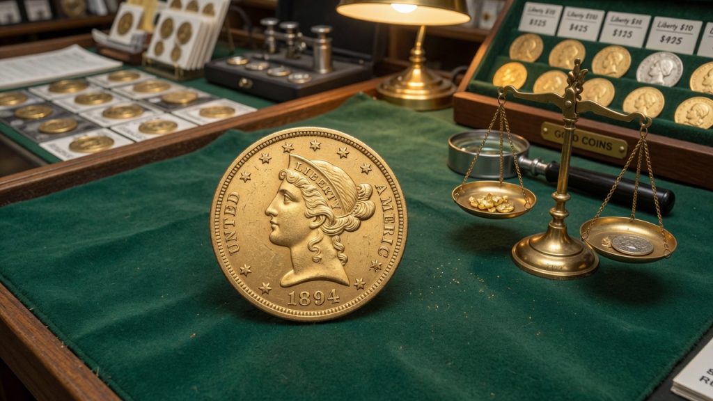 A United States $10 gold eagle on green felt