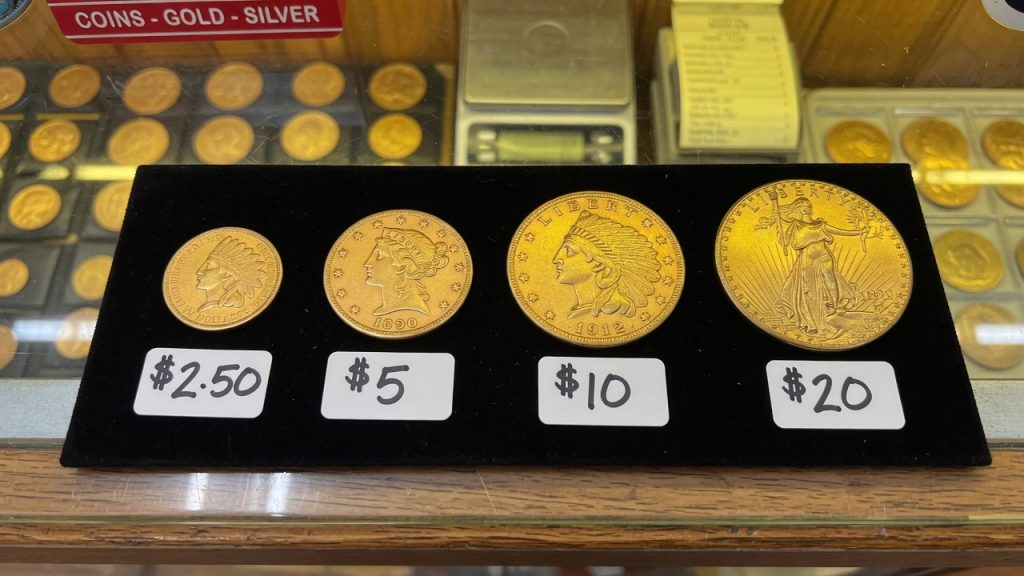 Liberty, Indian, and Saint-Gaudens gold coins of different denominations