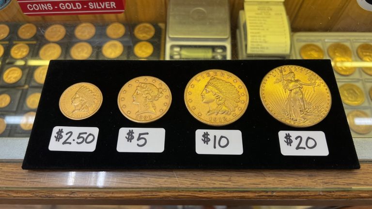 Liberty, Indian, and Saint-Gaudens gold coins of different denominations