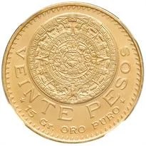 Mexico 20 pesos gold (Veinte Pesos) Azteca