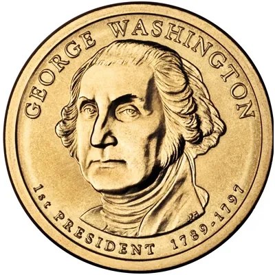 Presidential golden dollar — brass over copper, not gold